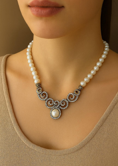 Ayzen Özel Tasarım İnci Kolye 45 Cm