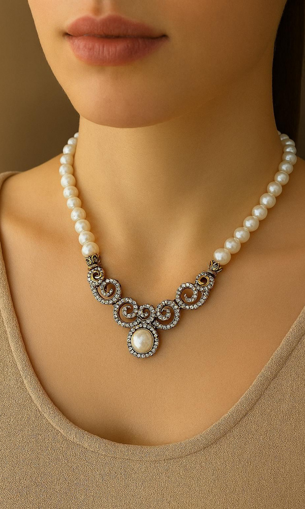 Ayzen Özel Tasarım İnci Kolye 45 Cm