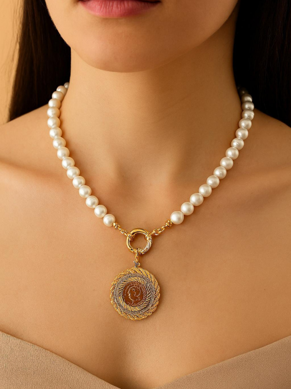 Ayzen Gemici Kilit İnci Kolye 45 cm